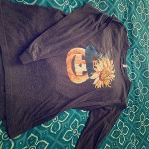 Long sleeve, charcoal pumpkin & sunflower shirt